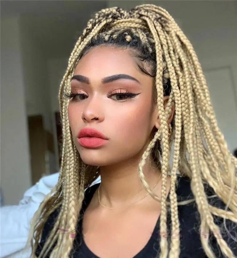 Blonde Micro Braids Wig Box Braided Wigs for Black Women