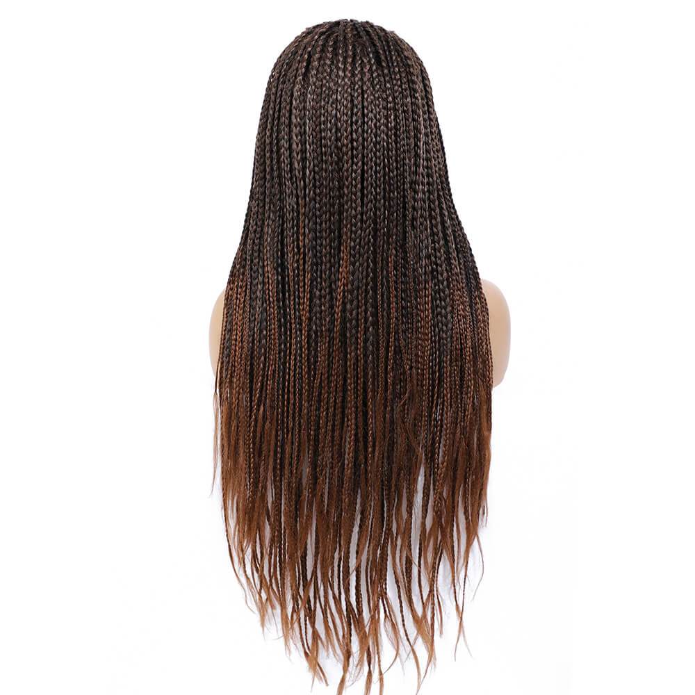 Black Mixed Dark Brown Micro Braids Wig Box Braided Wigs