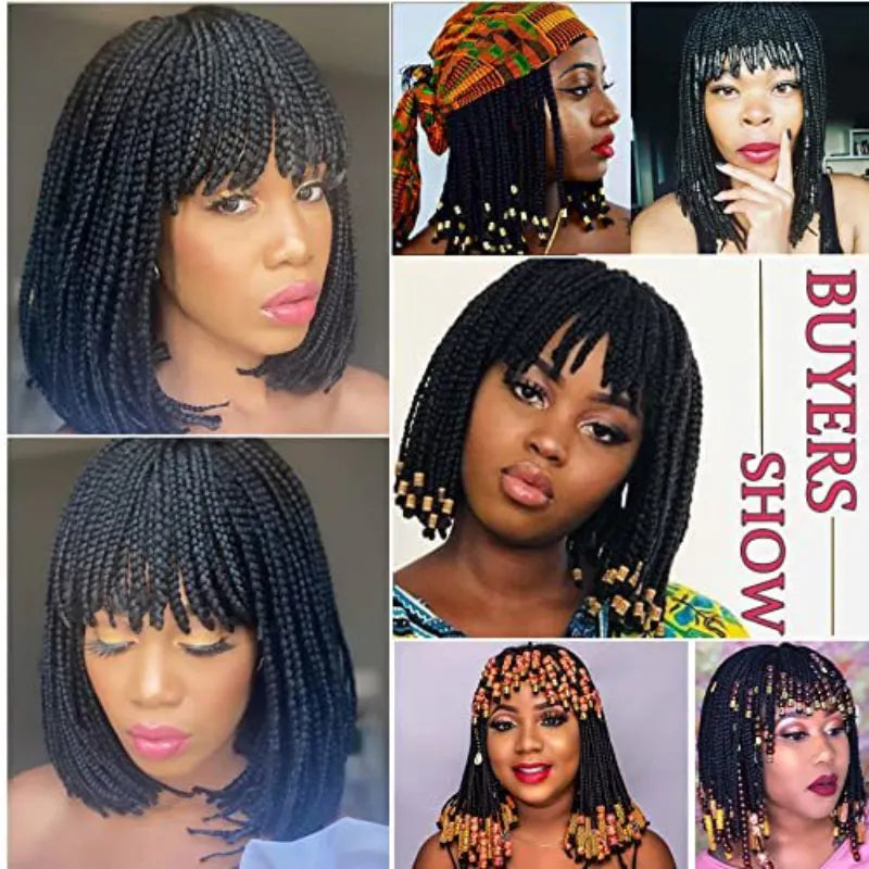 GlueslessThree-strand Braid Bob Wig Crocheted Dreadlocks With Bangs