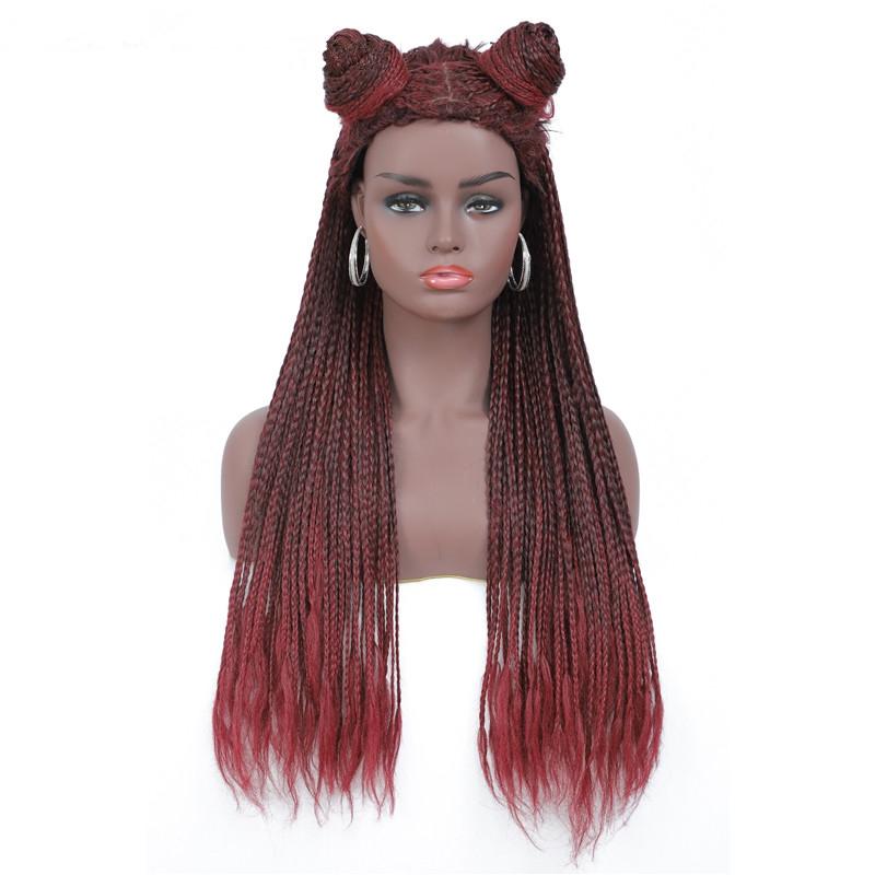 Black Mixed Wine Red Micro Braids Wig Box Braided Wigs