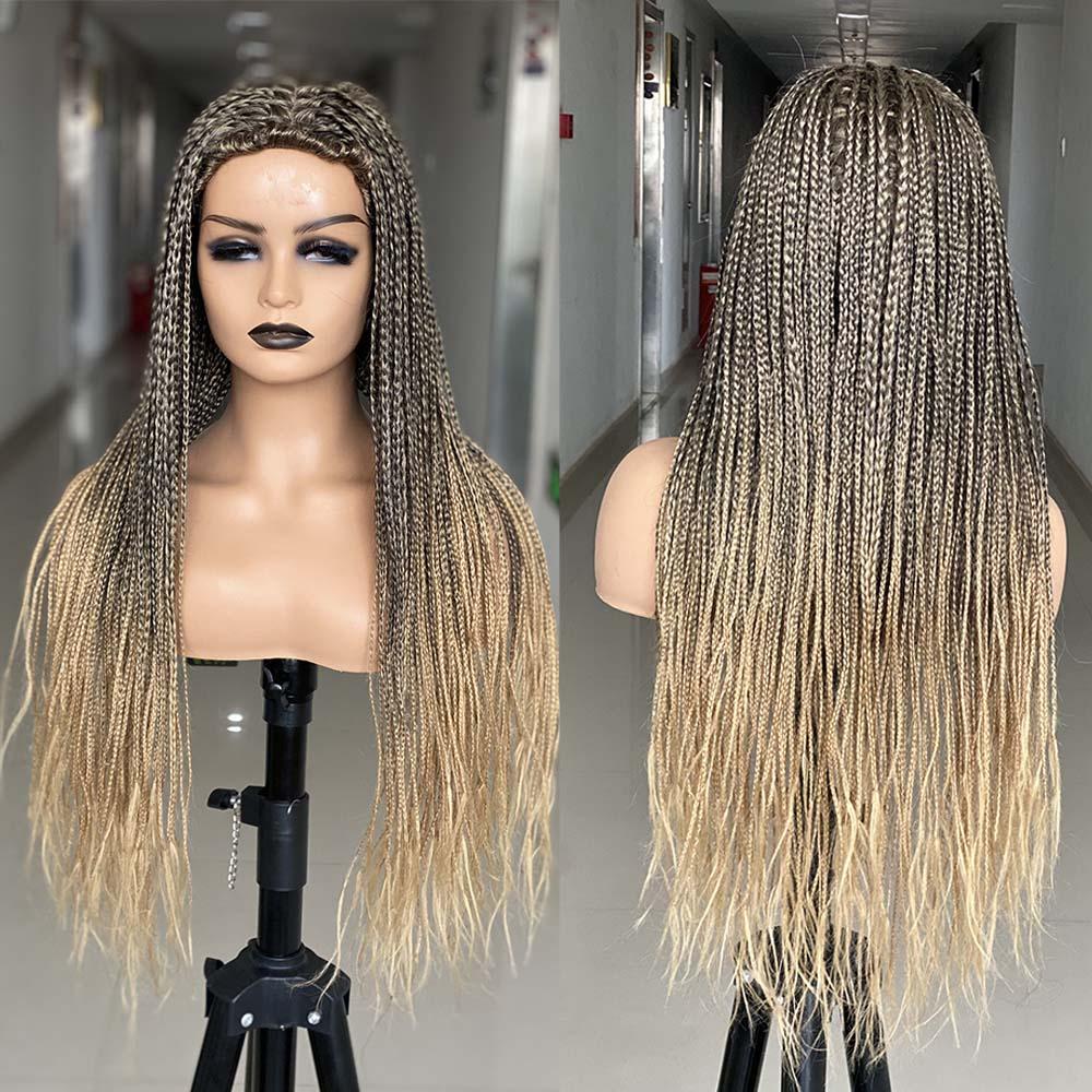 Black Mixed Blonde Micro Braids Wig Box Braided Wigs