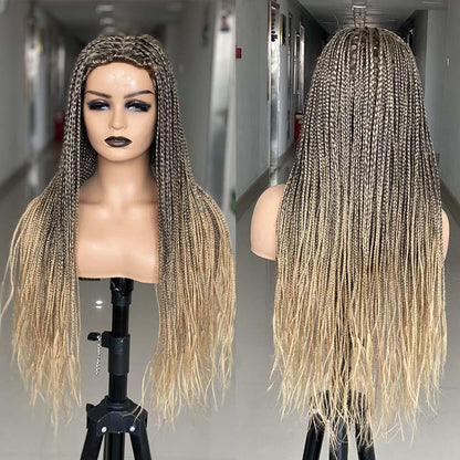 Black Mixed Blonde Micro Braids Wig Box Braided Wigs