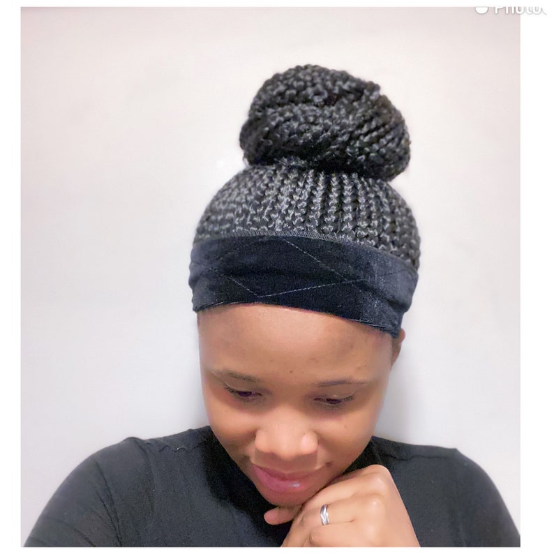 Black 2 in 1 Box Braided Wig Headband Wigs