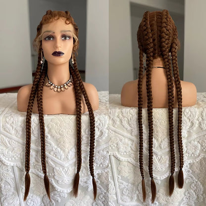 Lace Front Wig Braided Wigs With Baby Hair 32 Inches 4 Twist Cornrow Braids Crochet Braids