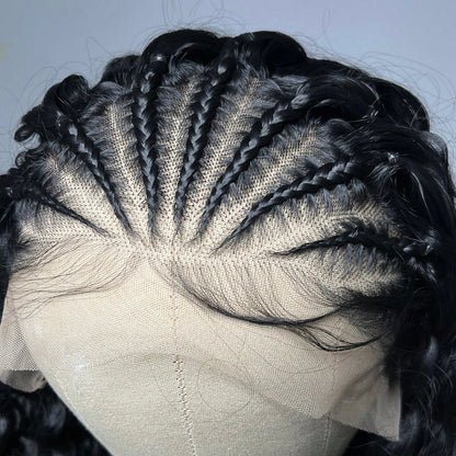 26 Inches Long 13x4 Front Lace Braids Curly Glueless Wigs With Baby Hair