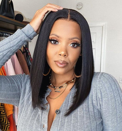 Blunt Cut 5x5/6x6 HD Lace Bob Wig Straight Natural Color for Black Women Wig 220% Density