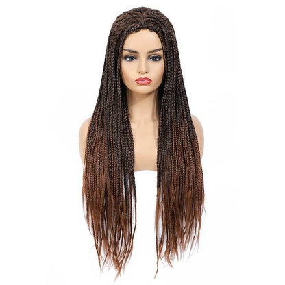 Black Mixed Light Brown Micro Braids Wig Box Braided Wigs