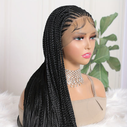 Twist Box Braided Frontal Faux Locs Wigs 13X4 Lace Front Tribal Braiding Long Wig