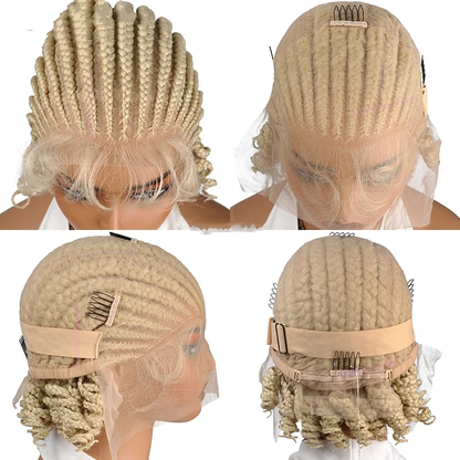 8" Short Cornrow Braided Bob Wigs  Full Lace Braided Wigs Unisex Cornrow Bob Wig