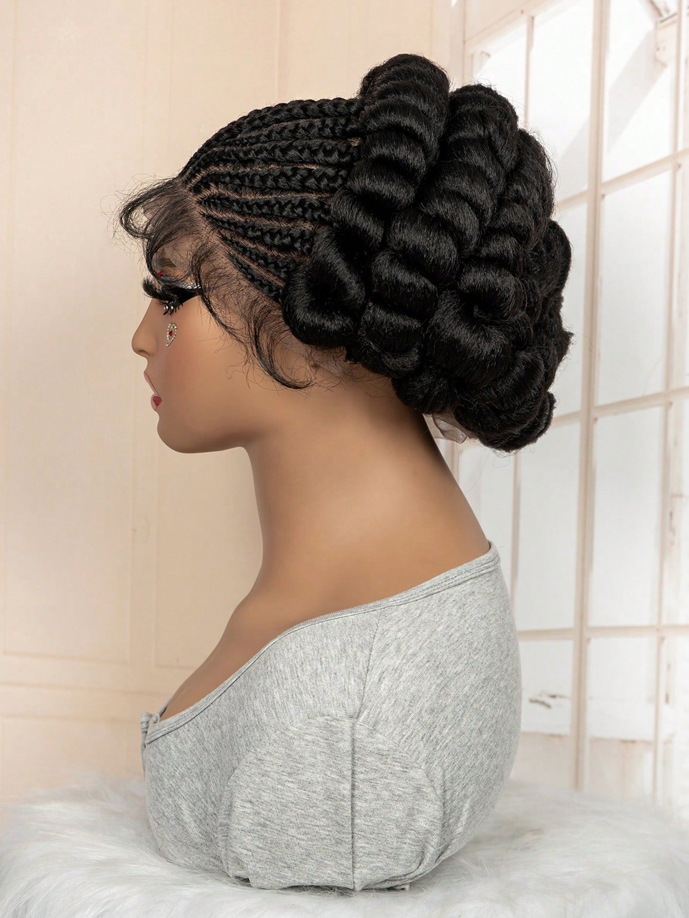 All-Lace Baby Hair Wig Bantu Knot Twisted Braid Wig