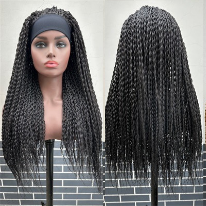 Ice Silk Headband Instant Noodles curved three strands Braided wig head set 26-inch African dreadlocks wig head set
