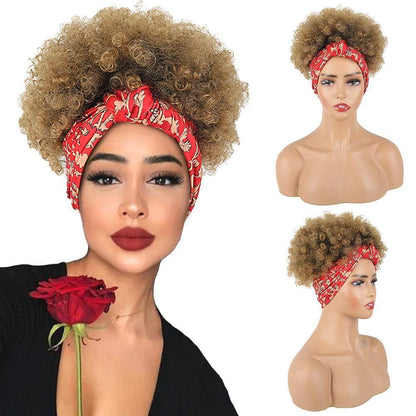 Hot Short Kinky Curly Wigs with Headband