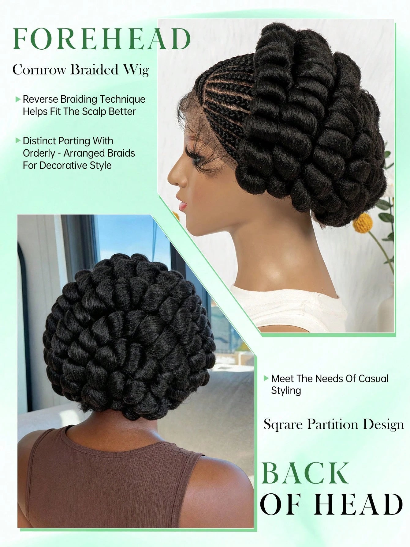 All-Lace Baby Hair Wig Bantu Knot Twisted Braid Wig