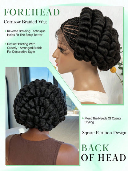 All-Lace Baby Hair Wig Bantu Knot Twisted Braid Wig
