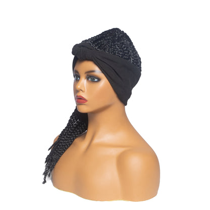 Hot Sexy Kinky Long Curly Braid Black Wig with Black Headband