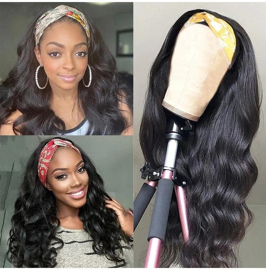 Black Long Wave Hair Headband Wig