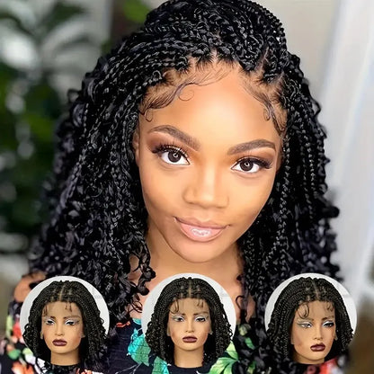 Handmade Woven Wavy Braided Full Lace Front Wig, 200% Density Breathable Lace Wig