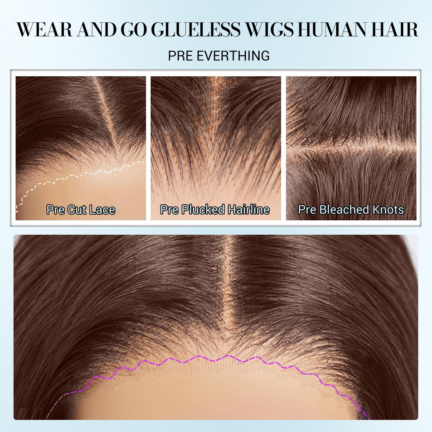 [Glueless Wig]  Hair Deep Wave #4 Brown Lace 4x4 & 5x5 Pre-cut lace Ready To Go Wig With Baby Hair