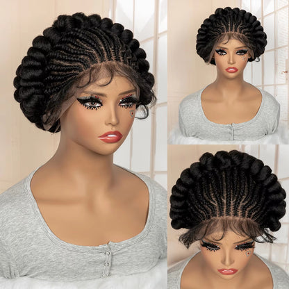 All-Lace Baby Hair Wig Bantu Knot Twisted Braid Wig