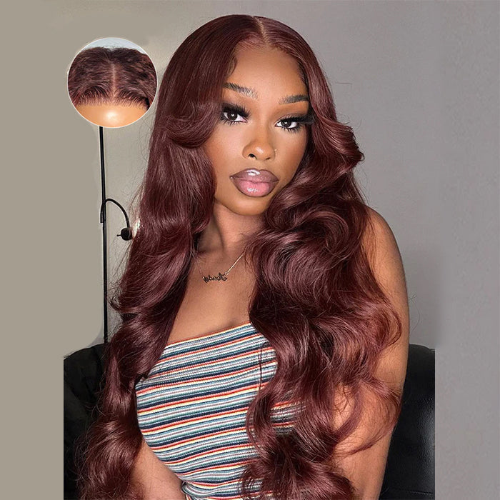 [Glueless Wig]  Hair Ready To Go Color #33 Reddish Brown Body Wave Lace 4x4 & 5x5  Pre-cut Lace Glueless Wigs