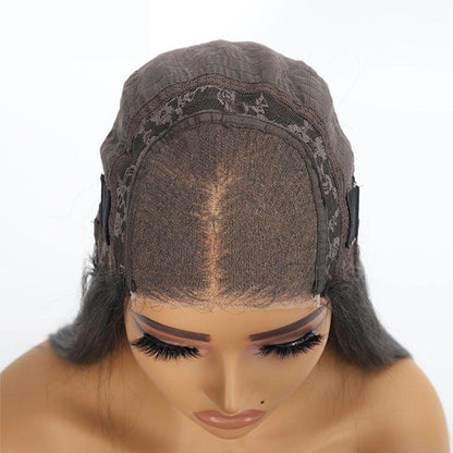 [Glueless Wig] 6X4&4X4 Pre-Cut Glueless Lace Closure Kinky Curly 3D Dome Cap 100%  Natural Color Wig
