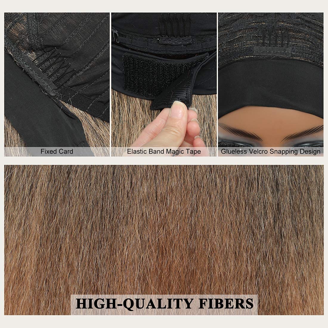 T27#  Kinky Straight Long Hair Headband Glueless Wig