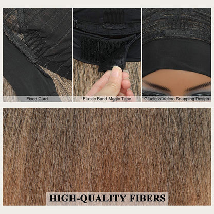 T27#  Kinky Straight Long Hair Headband Glueless Wig