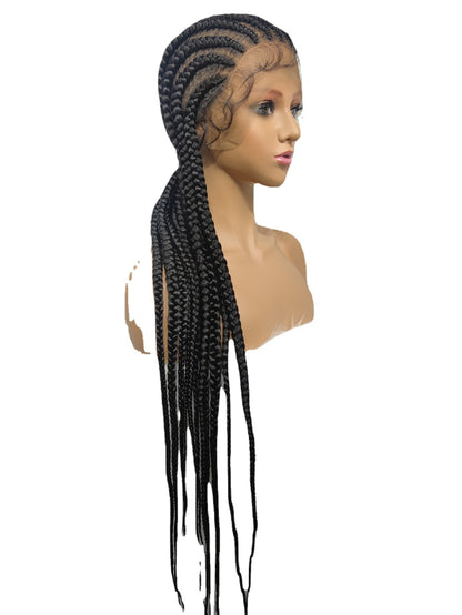 36 Inch Full Lace Giant Box Braid Wig With Baby Hair Cornrow Twist Wig