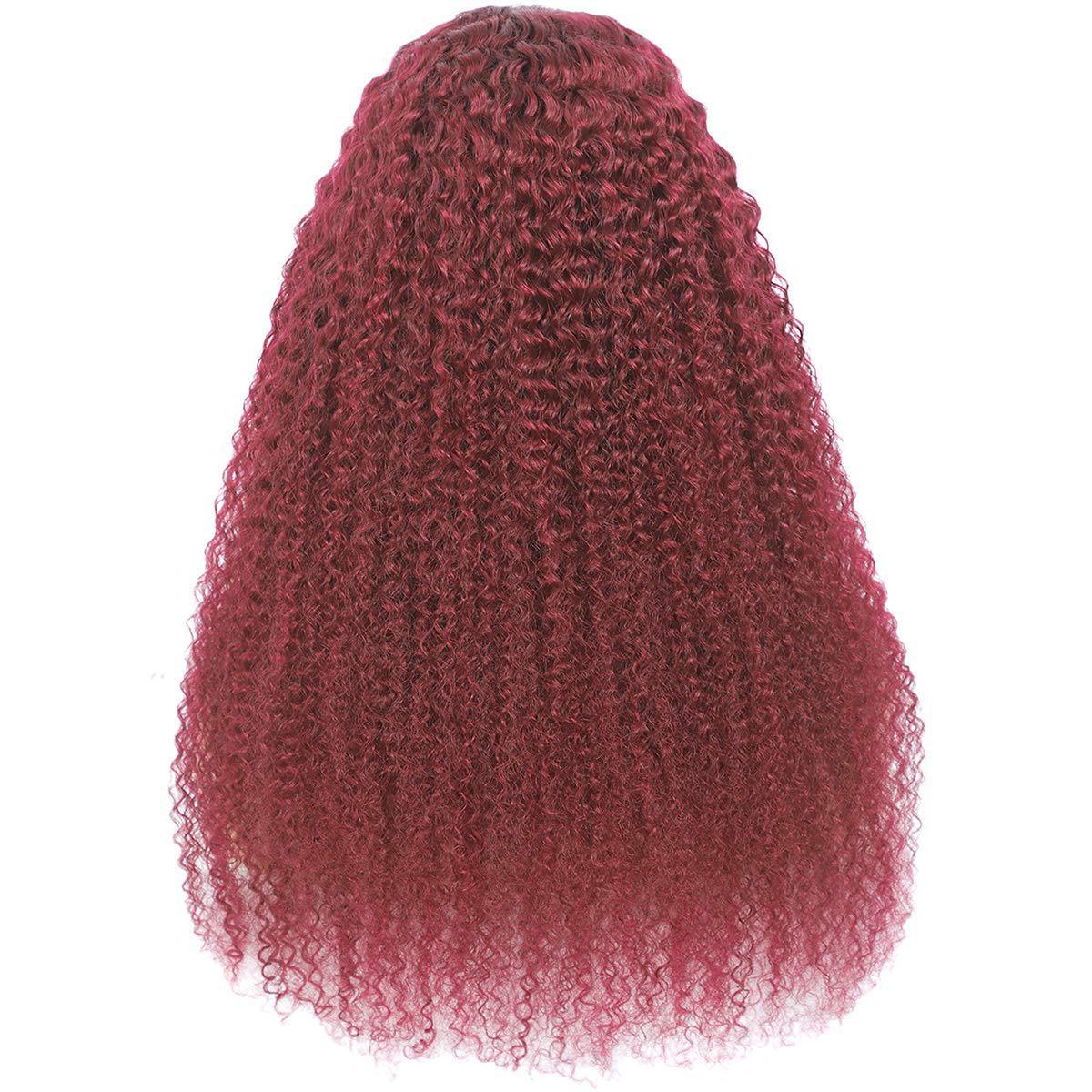 Wine Red Curly Long Hair Headband Glueless Wig