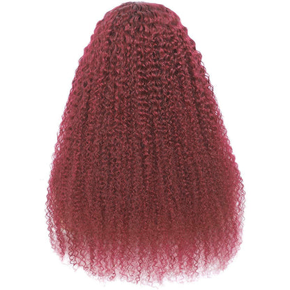Wine Red Curly Long Hair Headband Glueless Wig