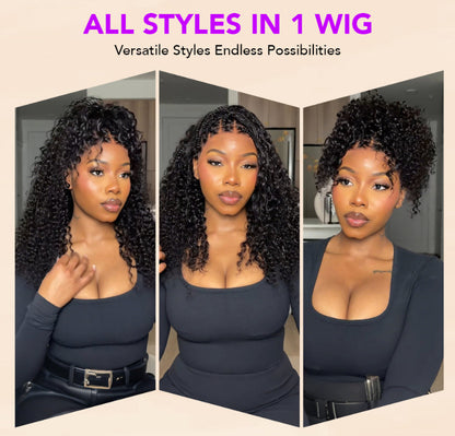 Knotless Boho Braided Curly Wigs Drawstring Full Frontal HD Lace Braided Lace Glueless Wigs