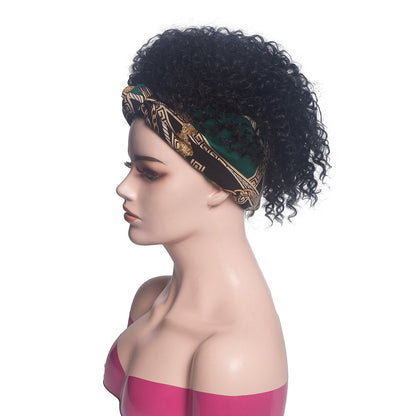 Hot Sexy Kinky Wig with Mix Green&Black Headband