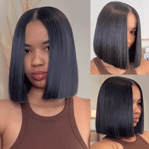 Straight Blunt Cut Bob Wig 2x6 Lace Closure 13x4 HD Lace Front Wigs For Women