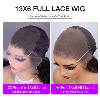 Glueless Pull Go Drawstring 13x6 HD Lace Frontal Colored Boho Braided Water Wave Wigs