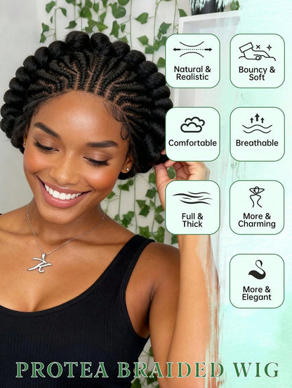 All-Lace Baby Hair Wig Bantu Knot Twisted Braid Wig