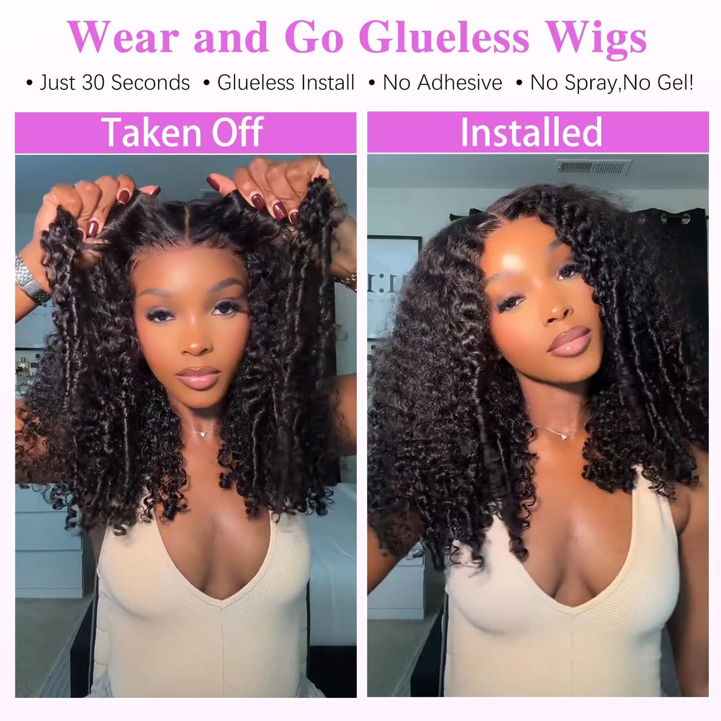 [Glueless Wig]  Hair Ready To Go Burmese Curly Glueless HD 6X4 Pre-cut  Lace Closure 100%  Wig