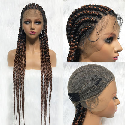 36 Inch Full Lace Giant Box Braid Wig With Baby Hair Cornrow Twist Wig