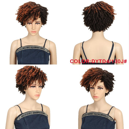Afro Kinky Curly Wig Short Dreadlock Wig With Bangs Crochet Wig for Black Women