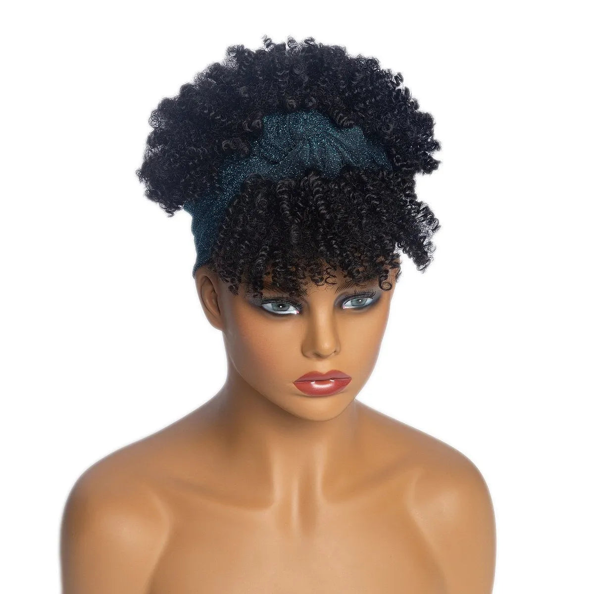 Hot Sexy Kinky Curly Wigs with Green Headband