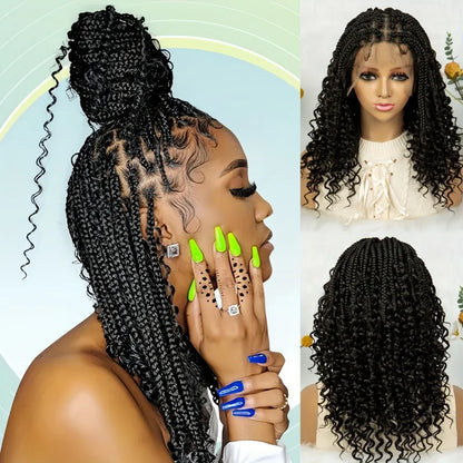 Handmade Woven Wavy Braided Full Lace Front Wig, 200% Density Breathable Lace Wig