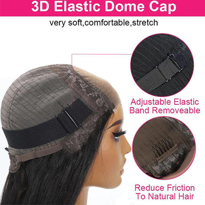 [Glueless Wig]  Hair Pre-cut Kinky Straight Glueless HD 6X4/4x4  Lace Closure 100%  Wig
