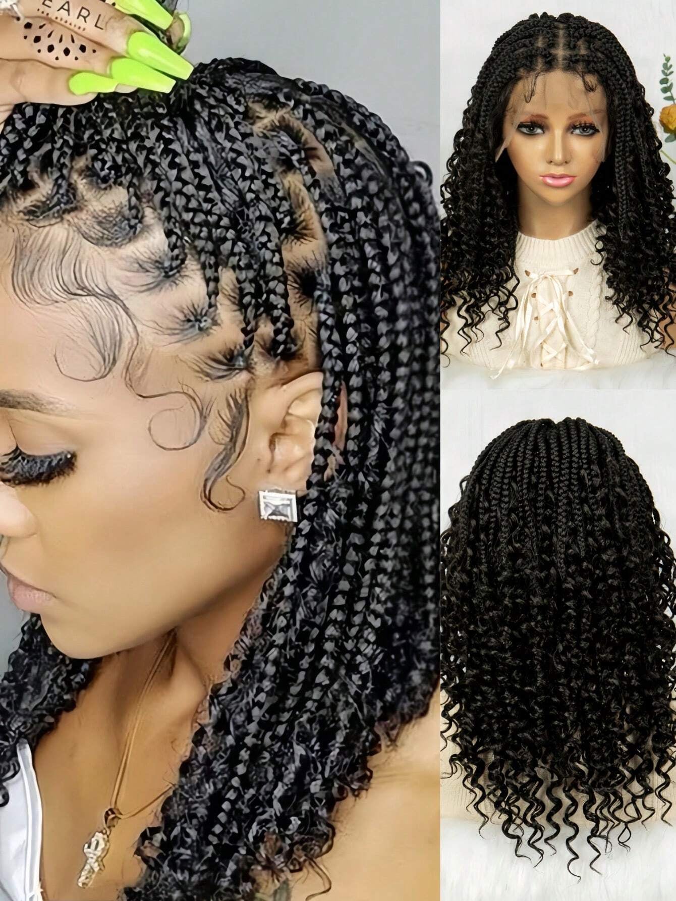 Handmade Woven Wavy Braided Full Lace Front Wig, 200% Density Breathable Lace Wig