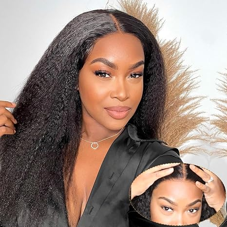 [Glueless Wig]  Easy To Wear Glueless Wigs Kinky Straight Pre-Cut 4x4/5x5 HD Transparent Lace Closure Wig with Pre Plucked Hairline