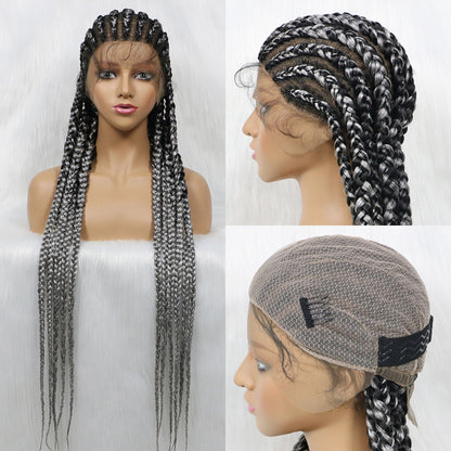 36 Inch Full Lace Giant Box Braid Wig With Baby Hair Cornrow Twist Wig