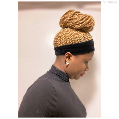 Black 2 in 1 Box Braided Wig Headband Wigs