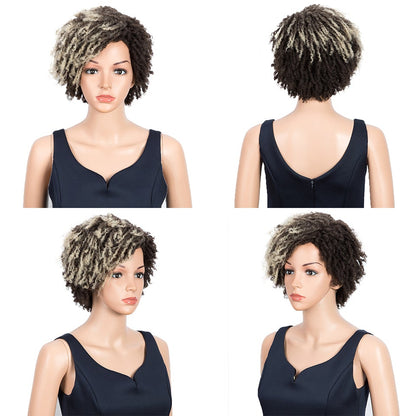 10 Inches Afro Kinky Curly Wig Short Dreadlock Wig With Bangs Crochet Wig for Black Women