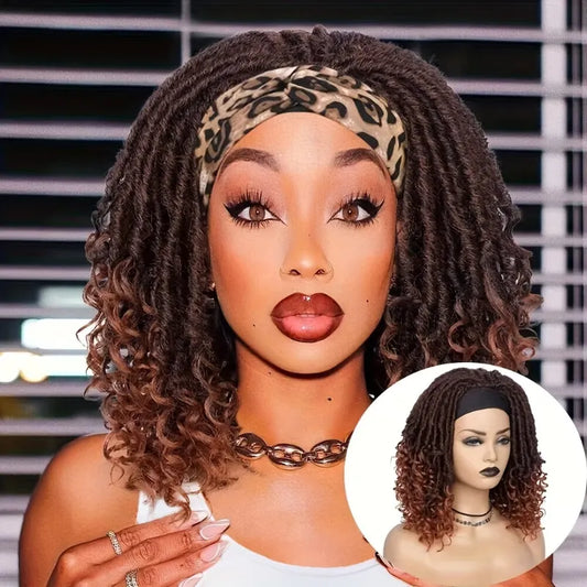 Headband Dreadlock Curly  Locs Crochet Hair  Afro Crochet Twist Braids Hair Wigs
