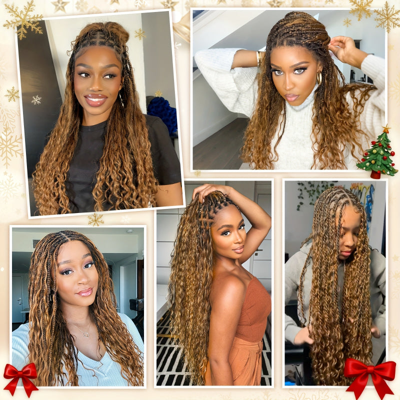 Long Bohemian Knotless Braided Wigs Women Featuring Handmade Wigs