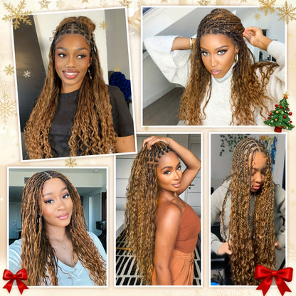 Long Bohemian Knotless Braided Wigs Women Featuring Handmade Wigs