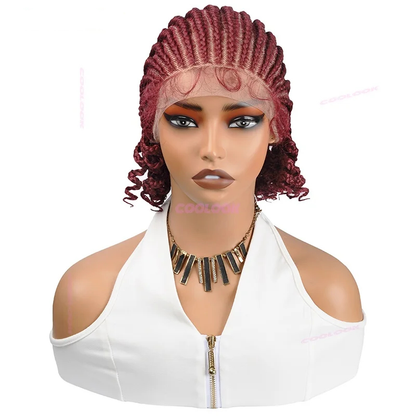 8" Short Cornrow Braided Bob Wigs  Full Lace Braided Wigs Unisex Cornrow Bob Wig